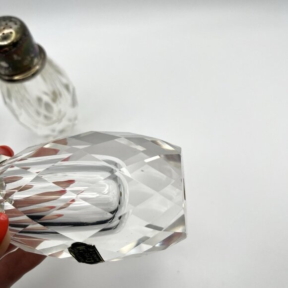 Vintage Post House Hand Cut Lead Crystal Salt Pepper Shaker & Pepper Set Japan - Picture 16 of 16